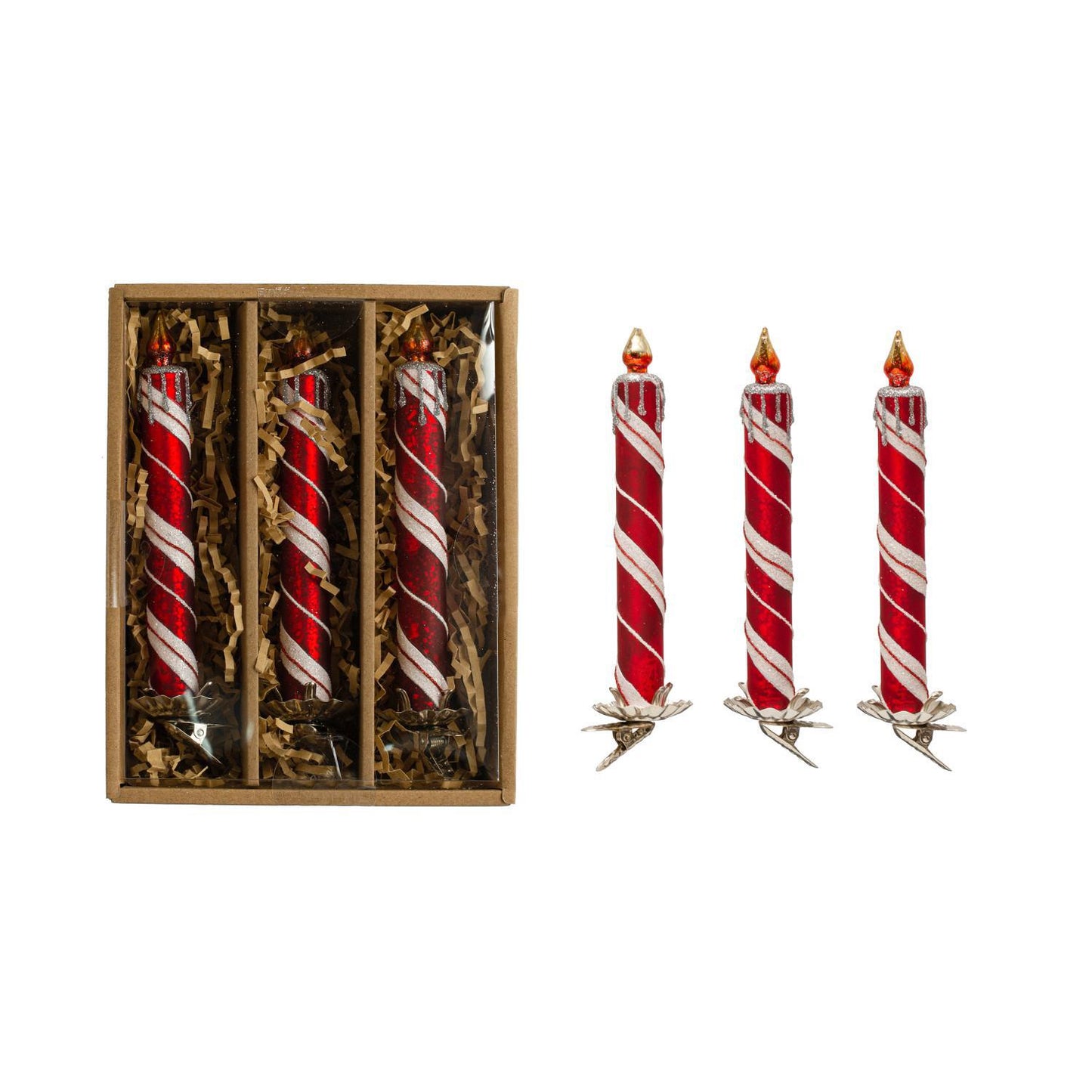 Boxed Glass Candle Clip-On Ornaments