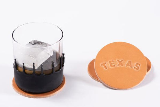 Leather Coaster TX Branding Iron - Tan