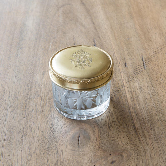 Antique Brass and Glass Cosmetic Jar