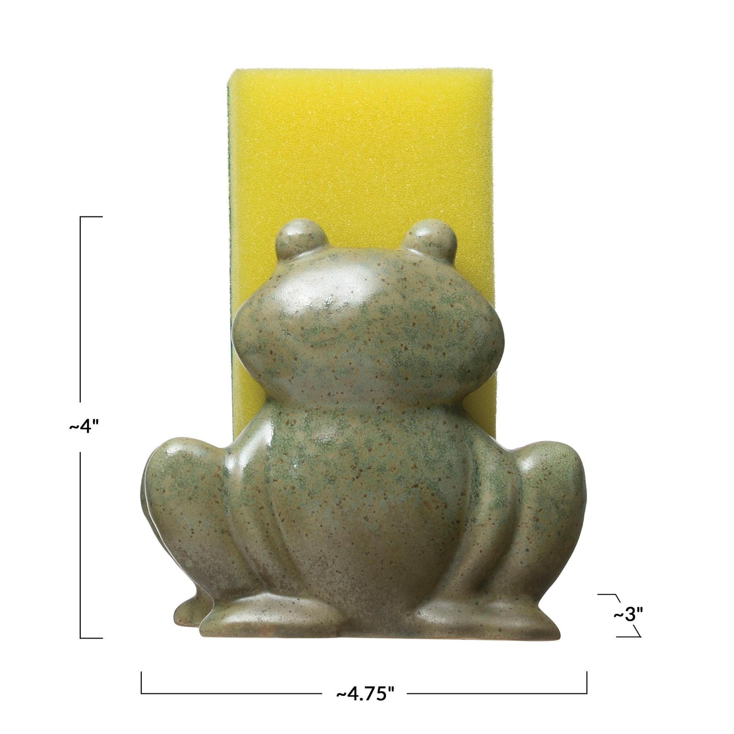 Stoneware frog sponge holder with glaze