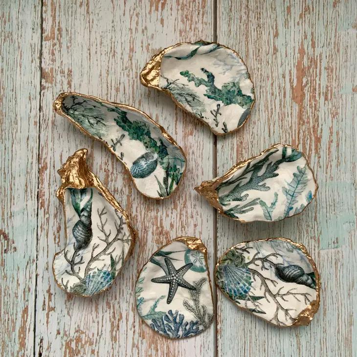 Decoupage Oyster Shell Ring Dish