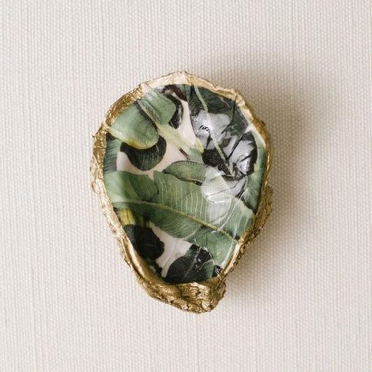 Oyster Shell Jewelry Dish - Banana Leaf